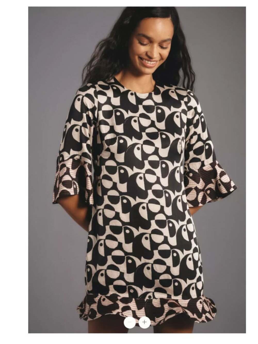 NWT Farm Rio x Anthropologie Geo Toucan Mini Dress Sz XS White/Black
